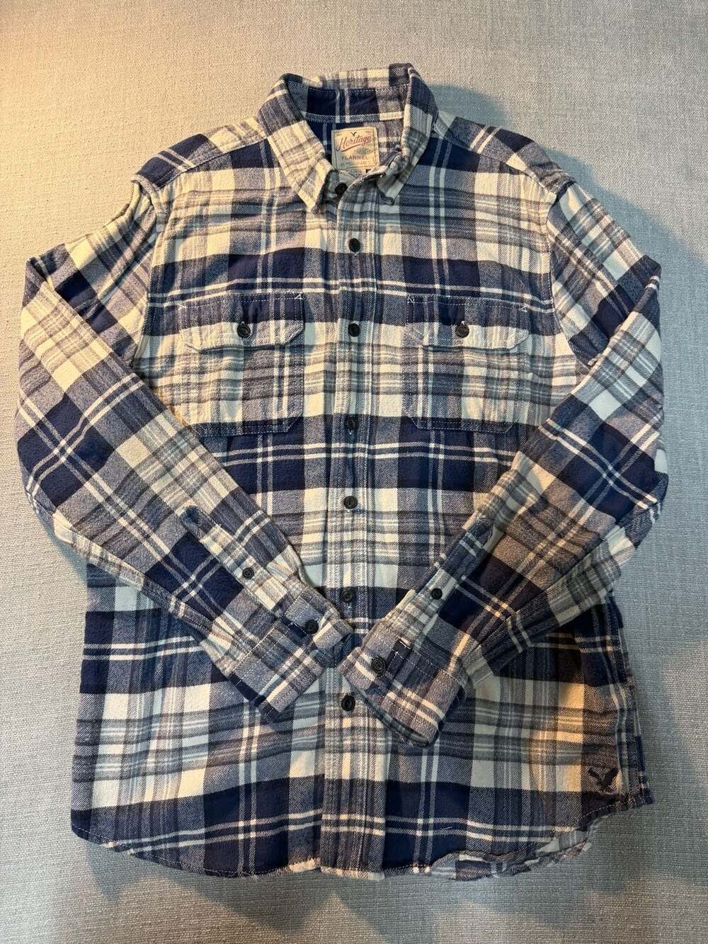 American Eagle Heritage Flannel Men's Long Sleeve Plaid Button-Down Shirt